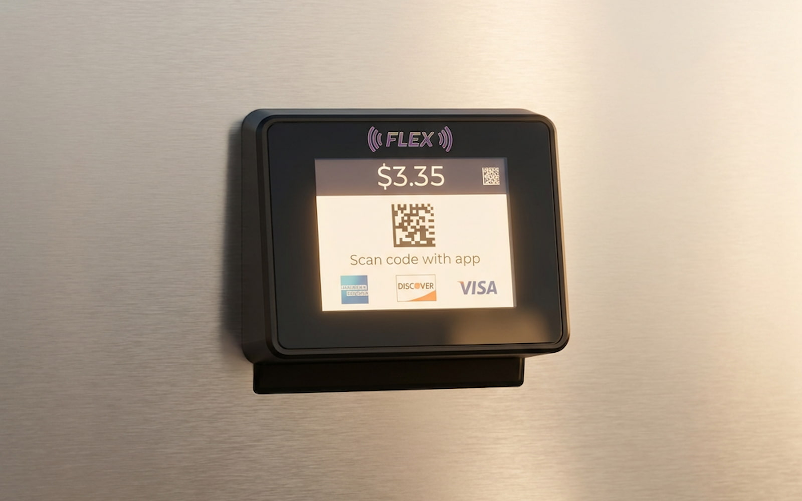 Coinless card payment reader on a washer at Polanco Laundry in Arleta